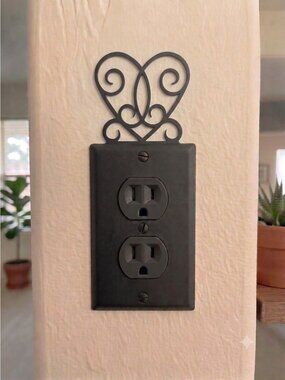 NEW Scroll Heart  Wrought Iron 1 Duplex wall plate (no hardware)